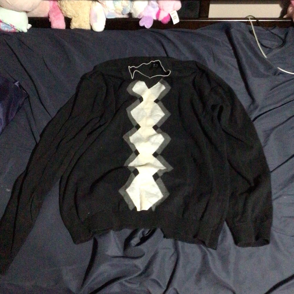 Black checkered crew neck sweater